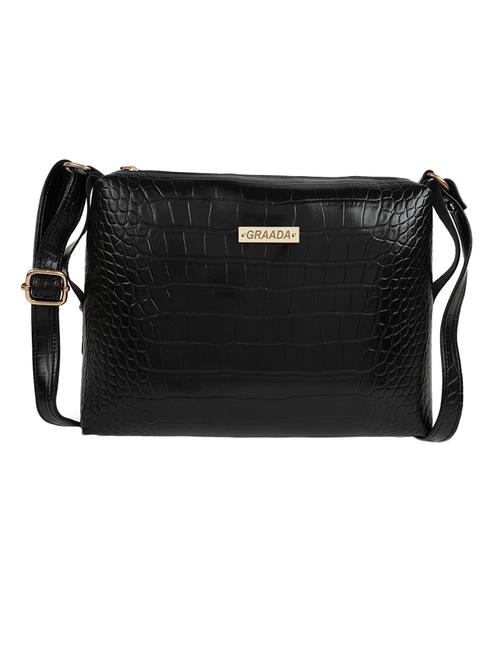 black leatherette (pu) sling bag - 21296645 - Very Small Image - 1