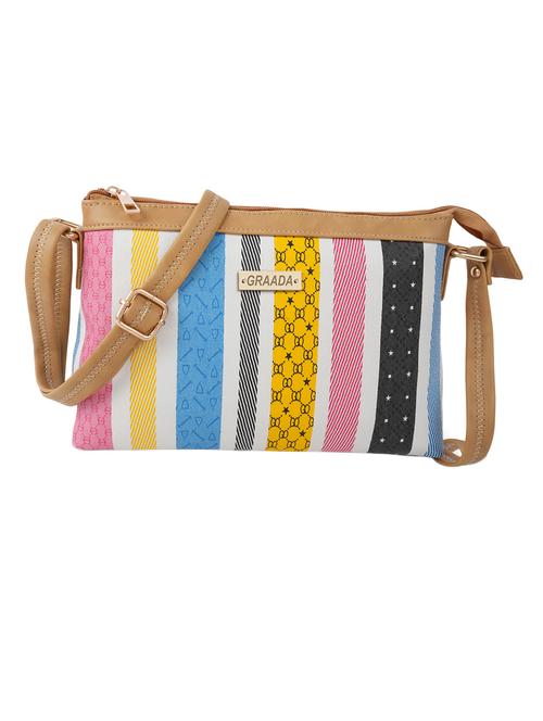 tan leatherette (pu) sling bag - 21296663 - Very Small Image - 1