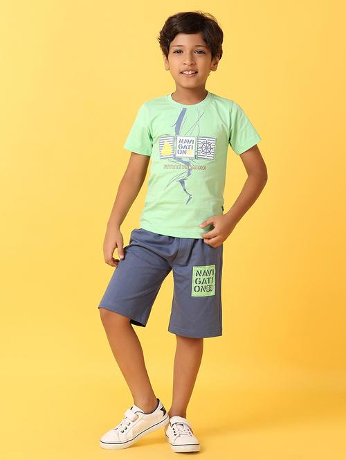 boys printed cotton shorts twin set - 21296847 - Very Small Image - 1