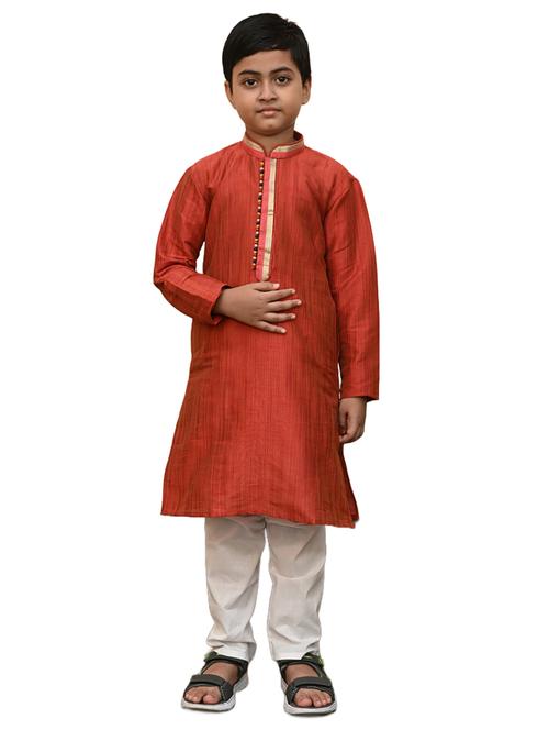 red jacquard self design kurta set - 21297160 - Very Small Image - 1