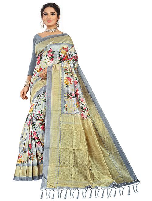 women printed saree with blouse - 21298535 - Very Small Image - 1
