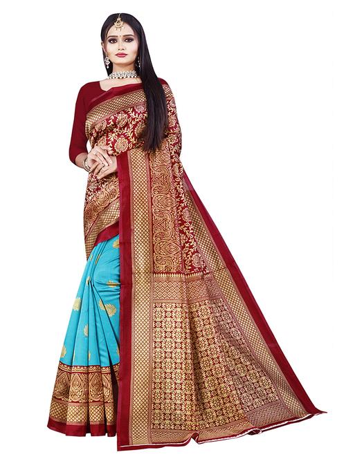 women self design half & half saree with blouse - 21298865 - Very Small Image - 1