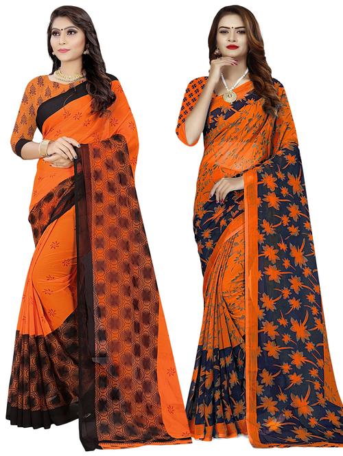pack of 2 printed saree with blouse - 21299197 - Very Small Image - 1