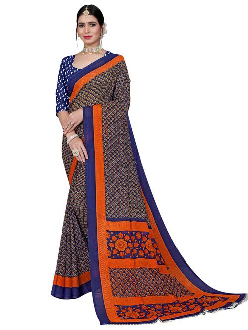 women printed saree with blouse - 21299394 - Very Small Image - 1