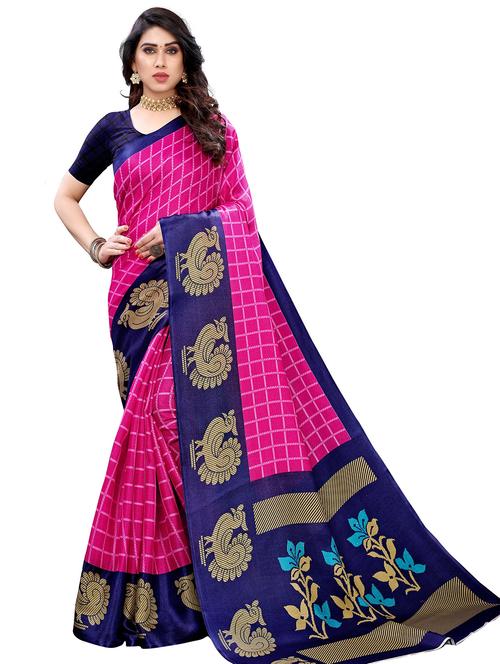 pink art silk printed saree - 21299890 - Very Small Image - 1