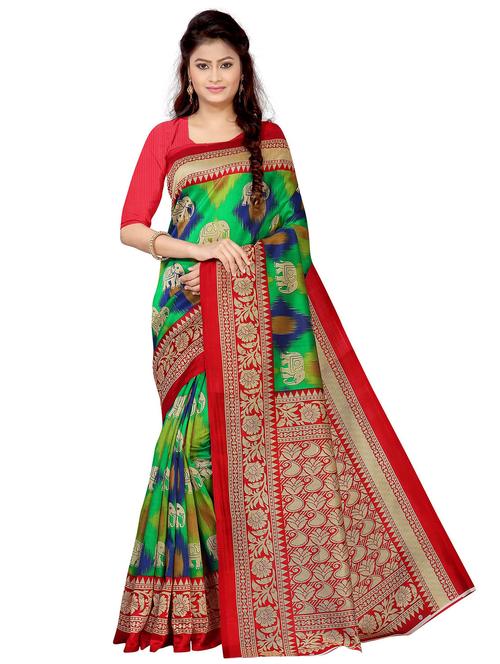 women green self design mysore saree with blouse - 21299994 - Very Small Image - 1