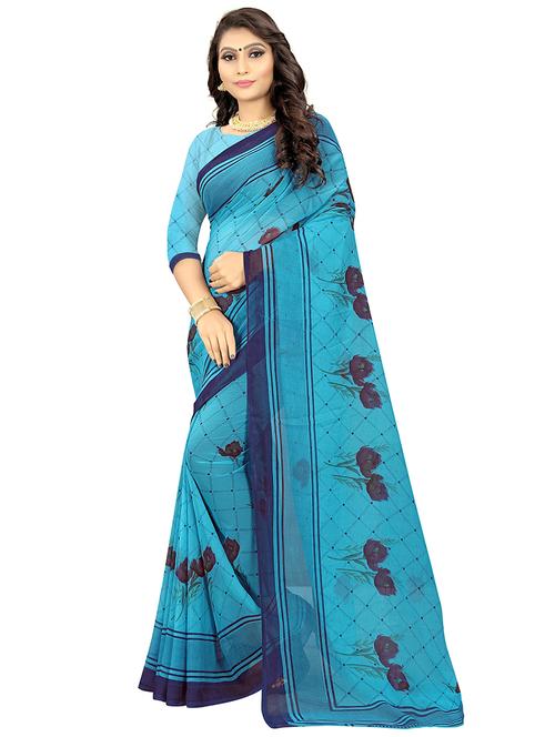women printed saree with blouse - 21300818 - Very Small Image - 1