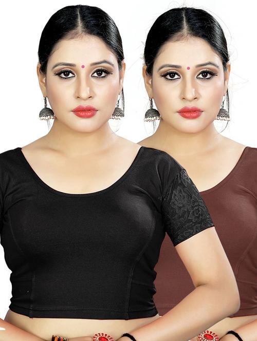 women pack of 2 solid regular blouses - 21301250 - Very Small Image - 1