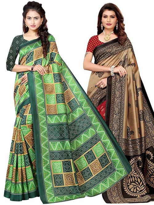 pack of 2 multi colored combo saree - 21301625 - Very Small Image - 1