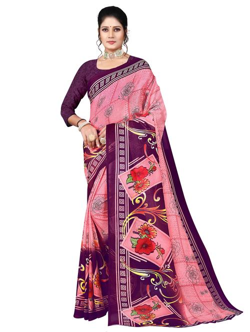 floral print saree with blouse - 21302256 - Very Small Image - 1