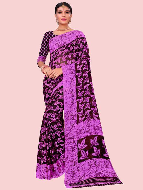 pink printed saree with blouse - 21302286 - Very Small Image - 1