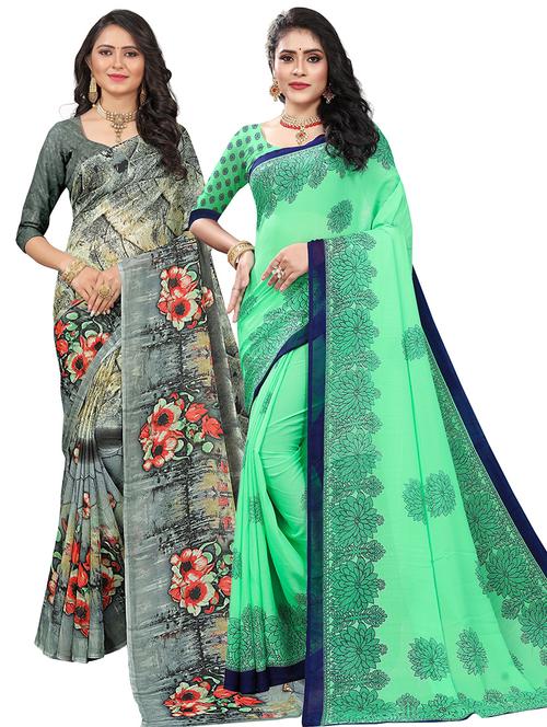 pack of 2 printed saree - 21302433 - Very Small Image - 1