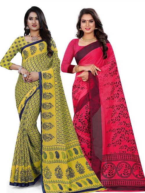 pack of 2 multi colored combo saree - 21303247 - Very Small Image - 1