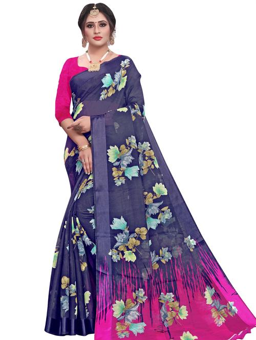 women floral printed saree with blouse - 21303523 - Very Small Image - 1