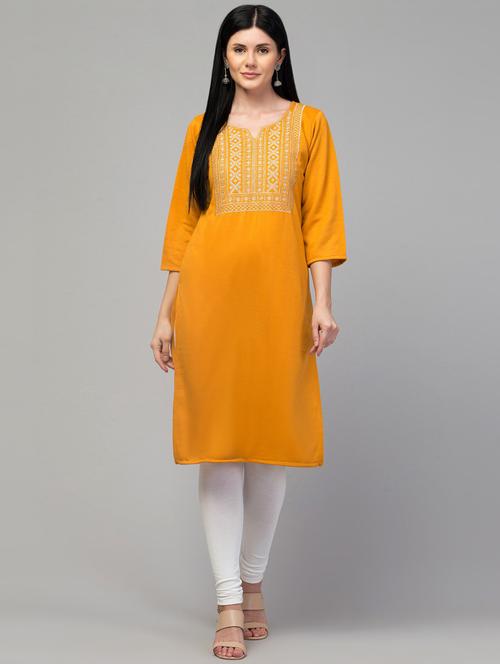 yellow wool woolen kurta - 21304346 - Very Small Image - 1