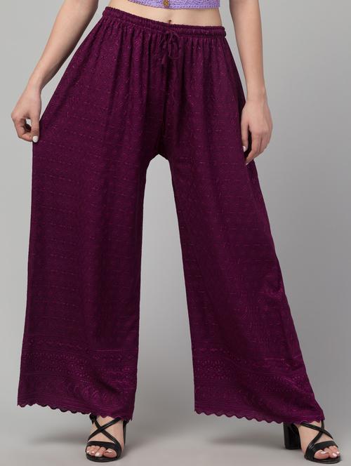 women self design flared palazzos - 21304423 - Very Small Image - 1