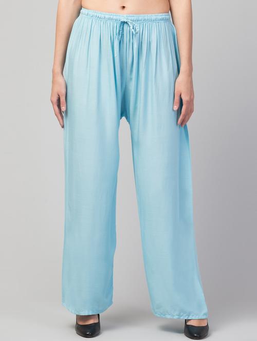 women solid mid rise flared palazzo - 21304492 - Very Small Image - 1