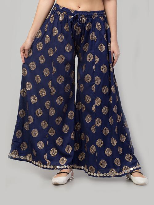 women printed mid rise palazzo - 21304553 - Very Small Image - 1