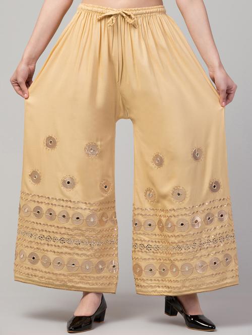 women embroidered mid rise palazzo - 21304724 - Very Small Image - 1
