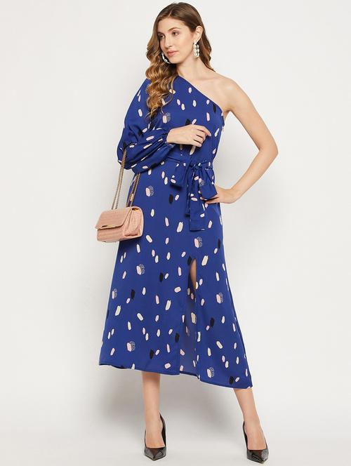 women blue crepe a-line dress - 21305980 - Very Small Image - 1