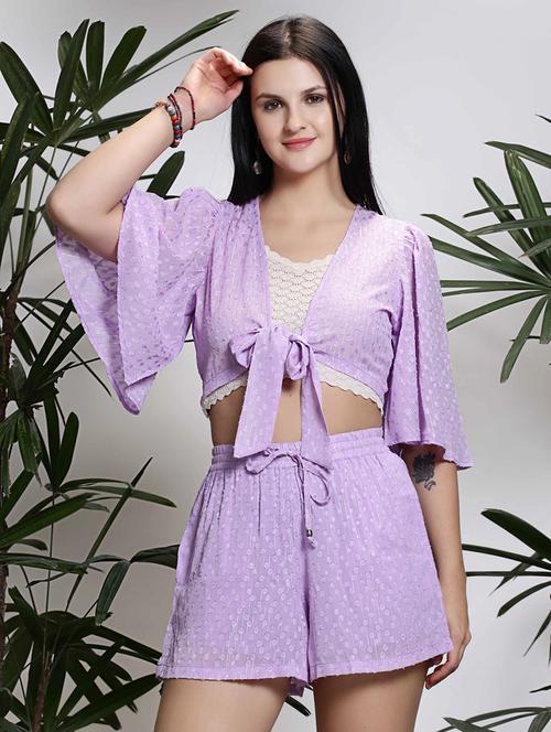 women lavender polyester regular shrug - 21308059 - Very Small Image - 1