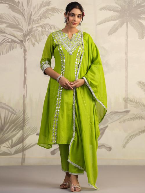 women lime notch neck suit set - 21308143 - Very Small Image - 1