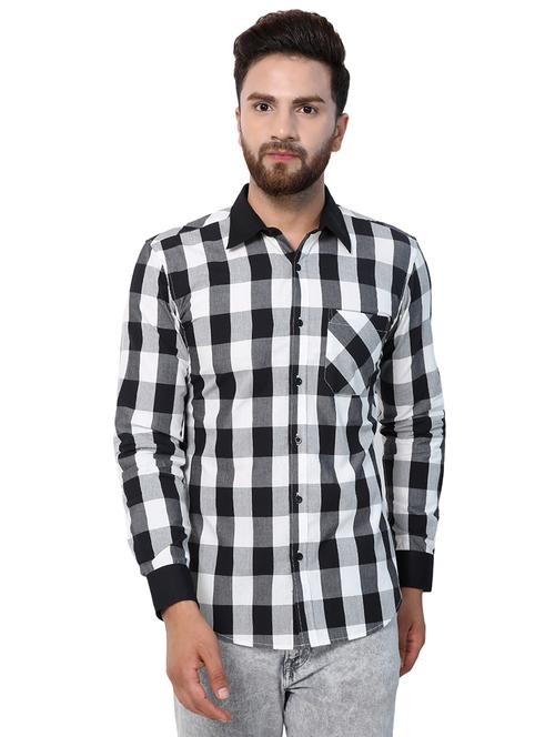 men long sleeved checkered casual shirt - 21309317 - Very Small Image - 1