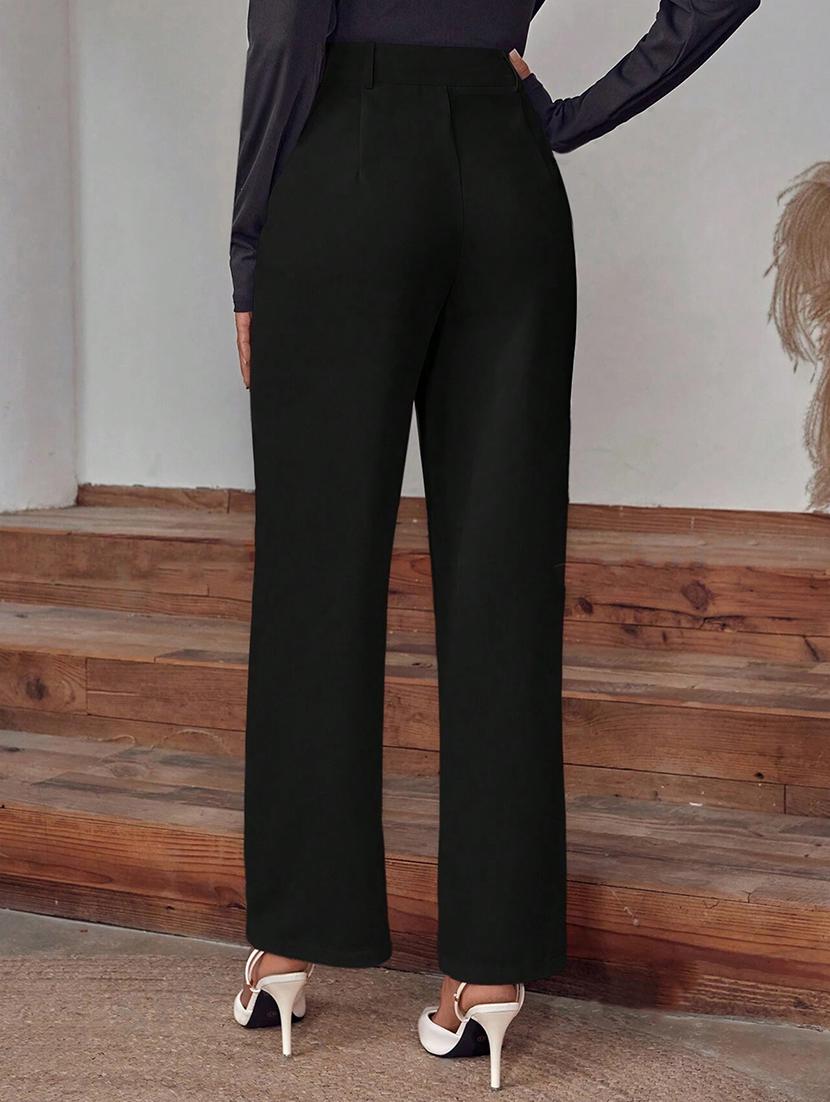 black mid rise solid tailored pants - 21311176 - Standard Image - 2