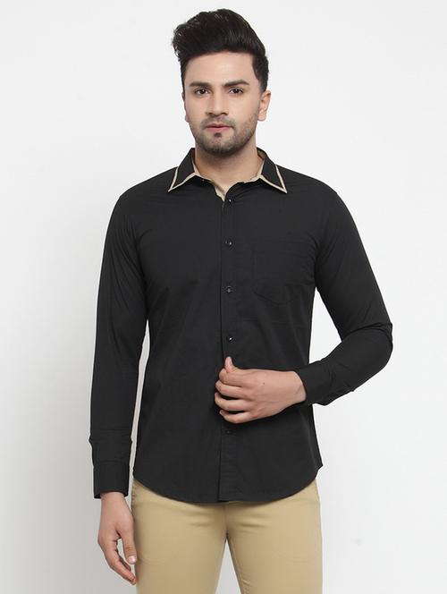 men solid collared long sleeves casual shirt - 21311211 - Very Small Image - 1
