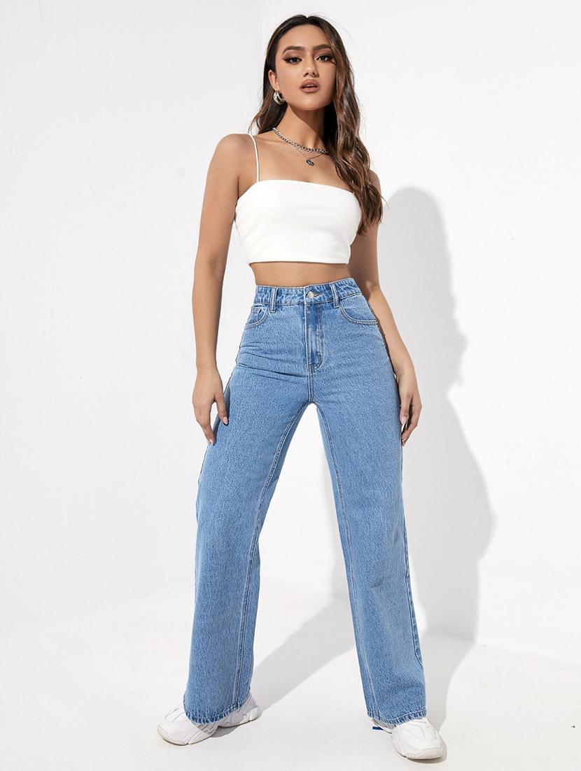 women solid high rise wide leg trouser - 21311554 - Standard Image - 3