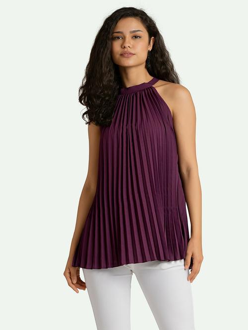 women solid halter neck a-line top - 21311772 - Very Small Image - 1