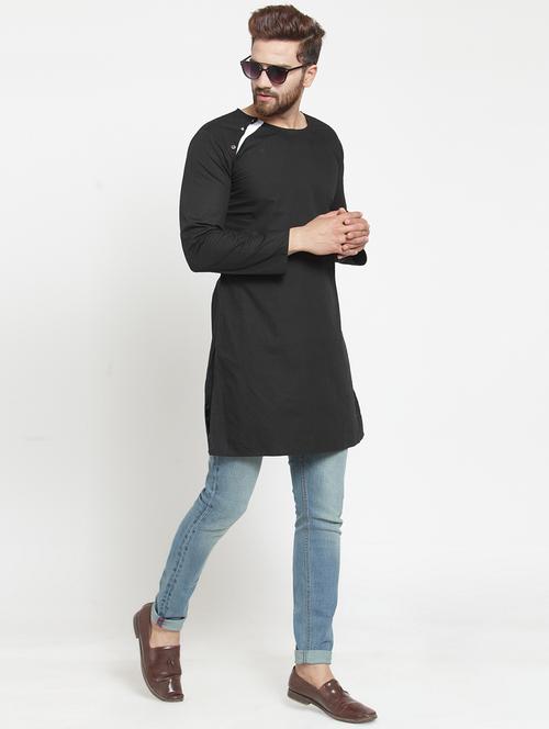 men solid round neck long kurta - 21311894 - Very Small Image - 1