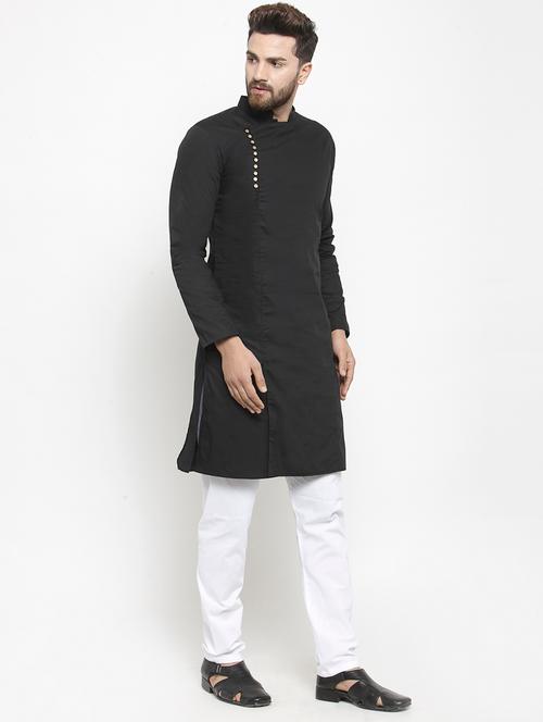 men solid mandrain neck long kurta - 21311898 - Very Small Image - 1
