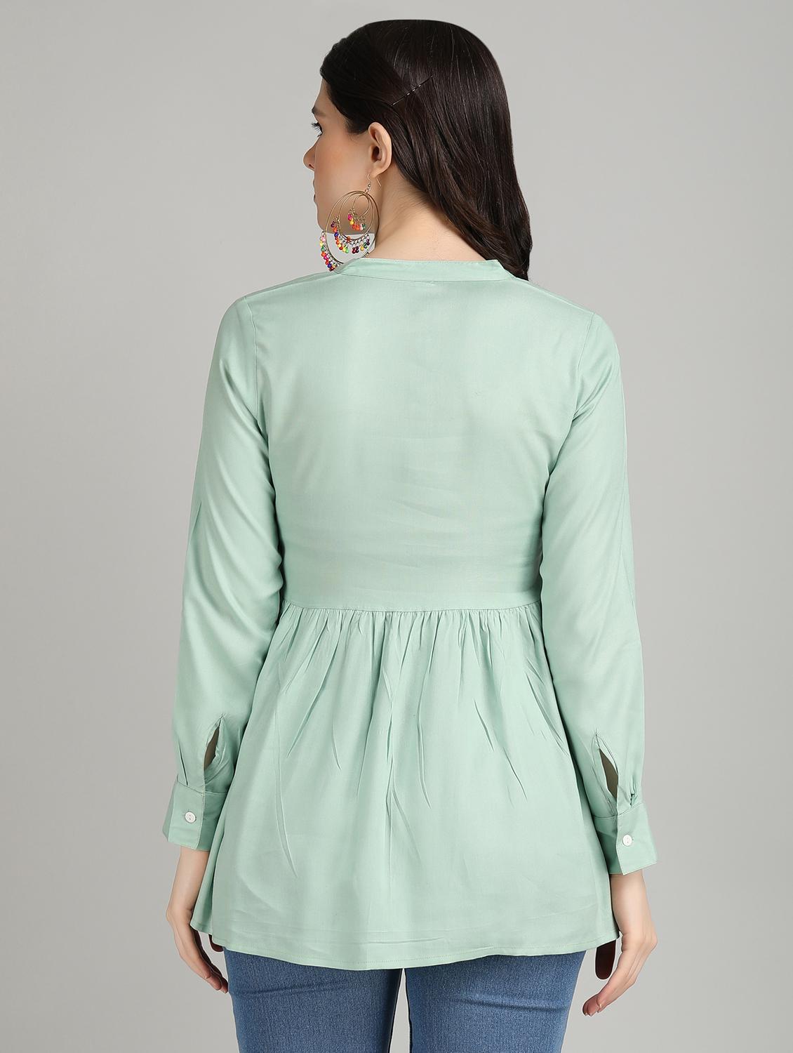 women green rayon peplum top - 21311951 - Standard Image - 3