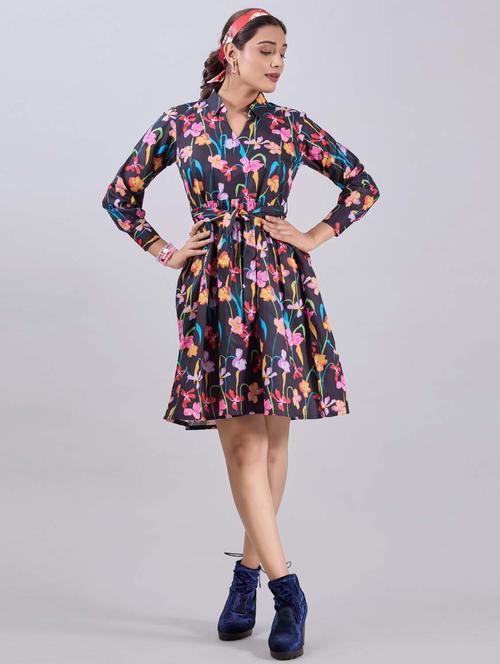 women black crepe fit & flare dress - 21312061 - Very Small Image - 1