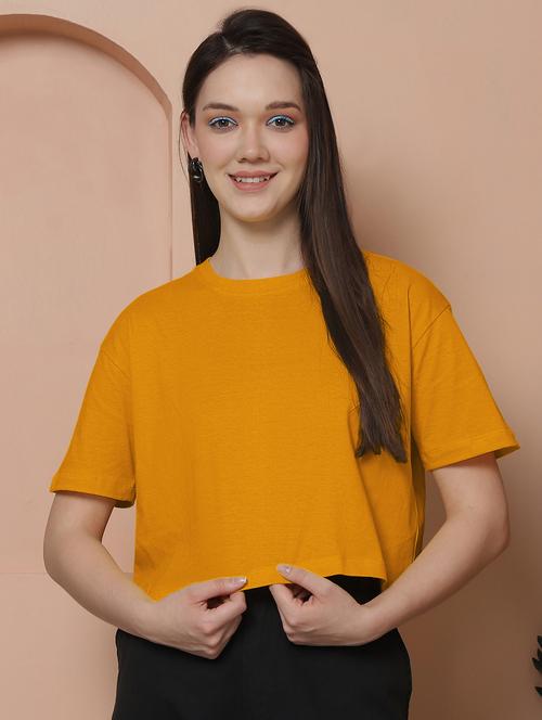 women solid crop oversized t-shirt - 21315097 - Very Small Image - 1