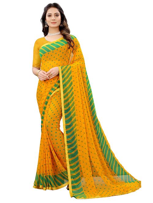 women yellow printed saree - 21316617 - Very Small Image - 1