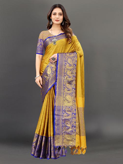 women self-designed banarasi saree with blouse - 21317082 - Very Small Image - 1