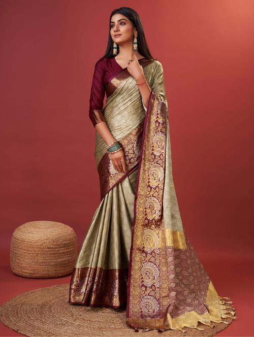 women self-designed banarasi saree with blouse - 21317111 - Very Small Image - 1