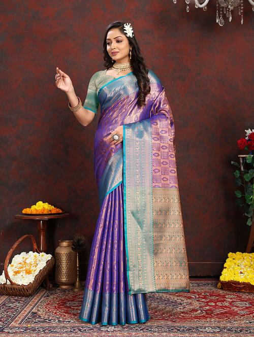 women self-designed banarasi saree with blouse - 21317128 - Very Small Image - 1