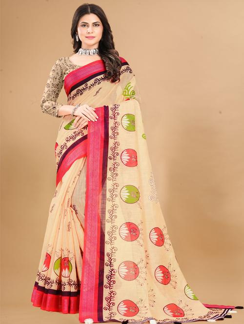 women printed saree with blouse - 21317189 - Very Small Image - 1