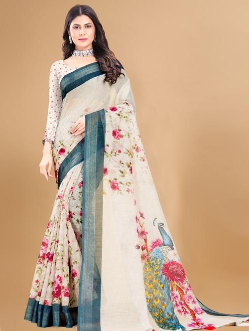 women printed saree with blouse - 21317196 - Very Small Image - 1