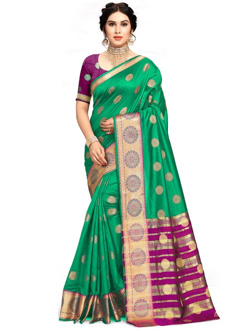 women zari work banarasi saree with blouse - 21317459 - Very Small Image - 1
