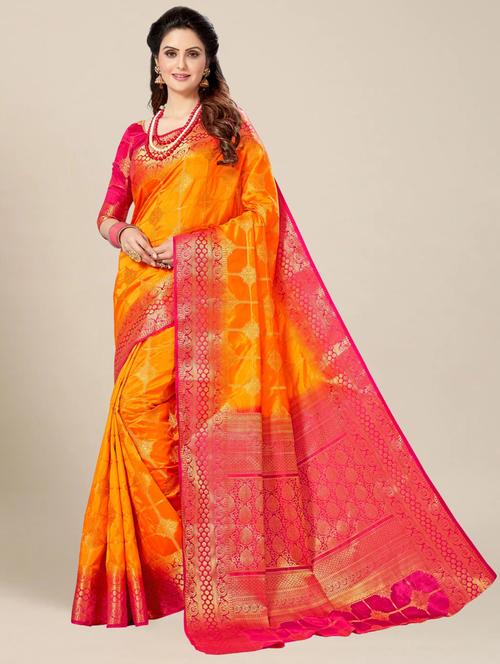 women self design kanjivaram saree with blouse - 21317881 - Very Small Image - 1