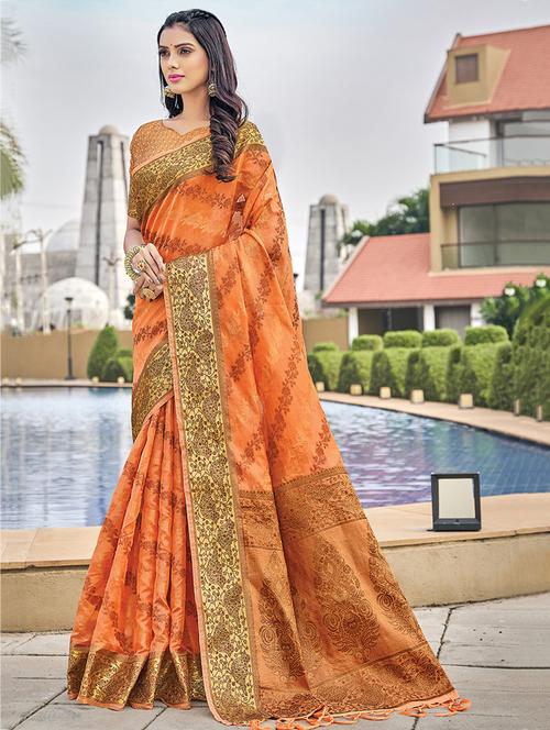 women self design banarasi saree with blouse - 21317988 - Very Small Image - 1
