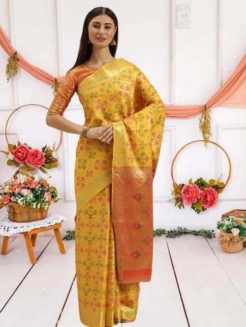 women self design patola saree with blouse - 21318278 - Very Small Image - 1