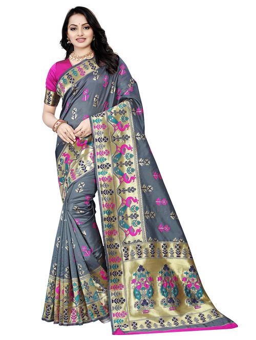 women grey paithani saree with blouse - 21318503 - Very Small Image - 1