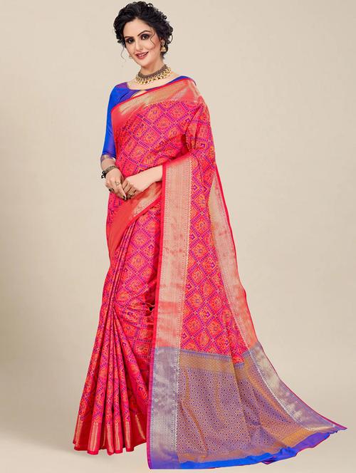 women self design patola saree with blouse - 21318541 - Very Small Image - 1