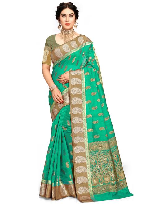 women green handloom saree - 21318602 - Very Small Image - 1