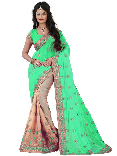 women embroidered half & half saree with blouse - 21318705 - Very Small Image - 1